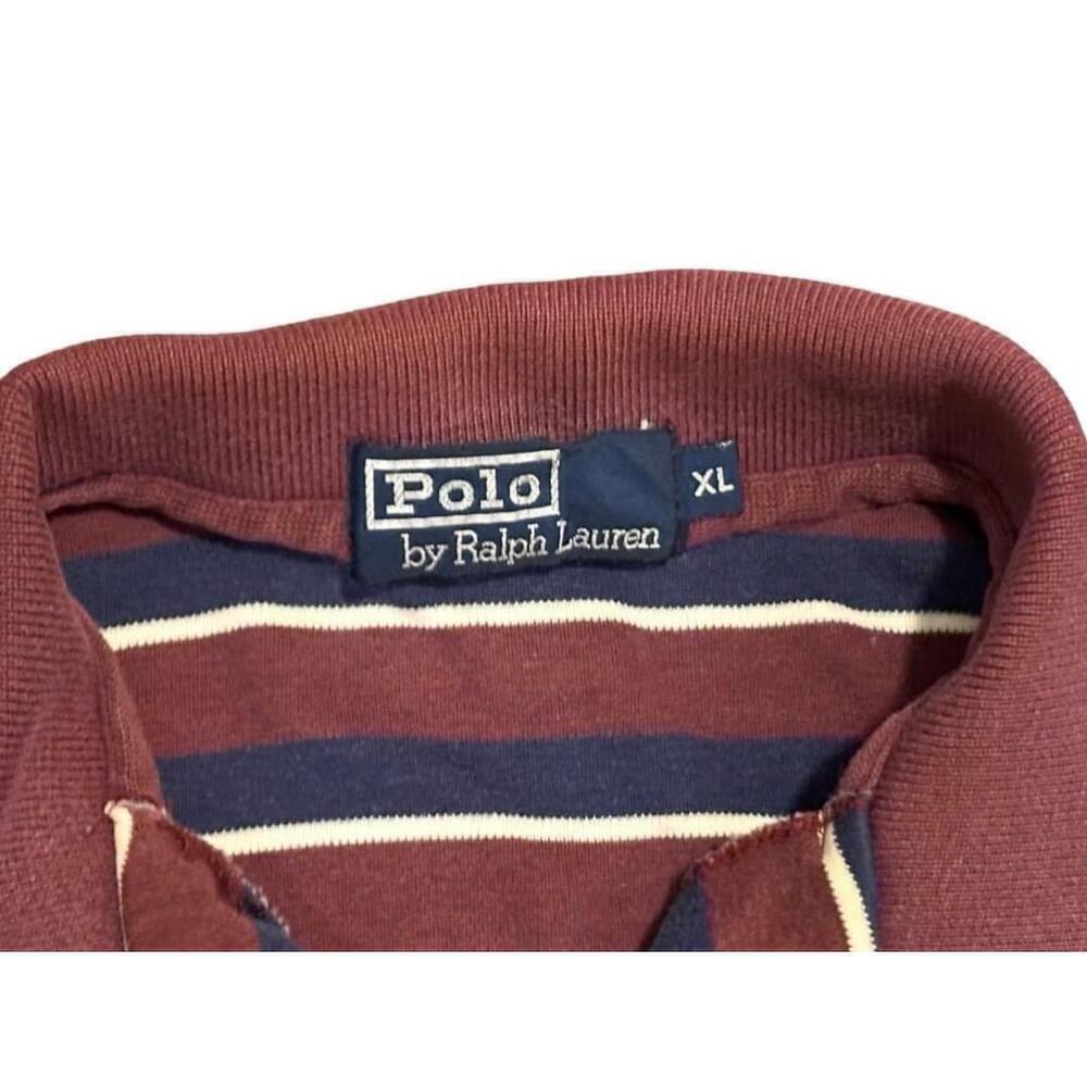 Polo Ralph Lauren Men’s Navy/Burgundy/White Striped Polo Shirt Size XL​​​​​​ - Picture 2 of 6